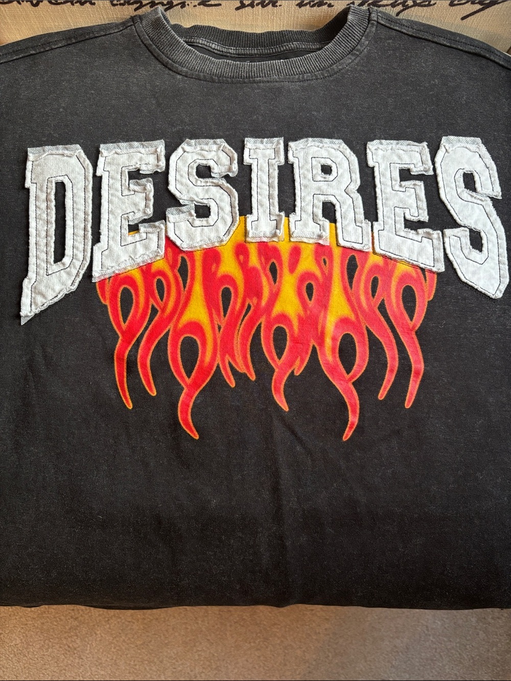 NEW Black 'Desires' Graphic Tee with Flame Print- Unisex
